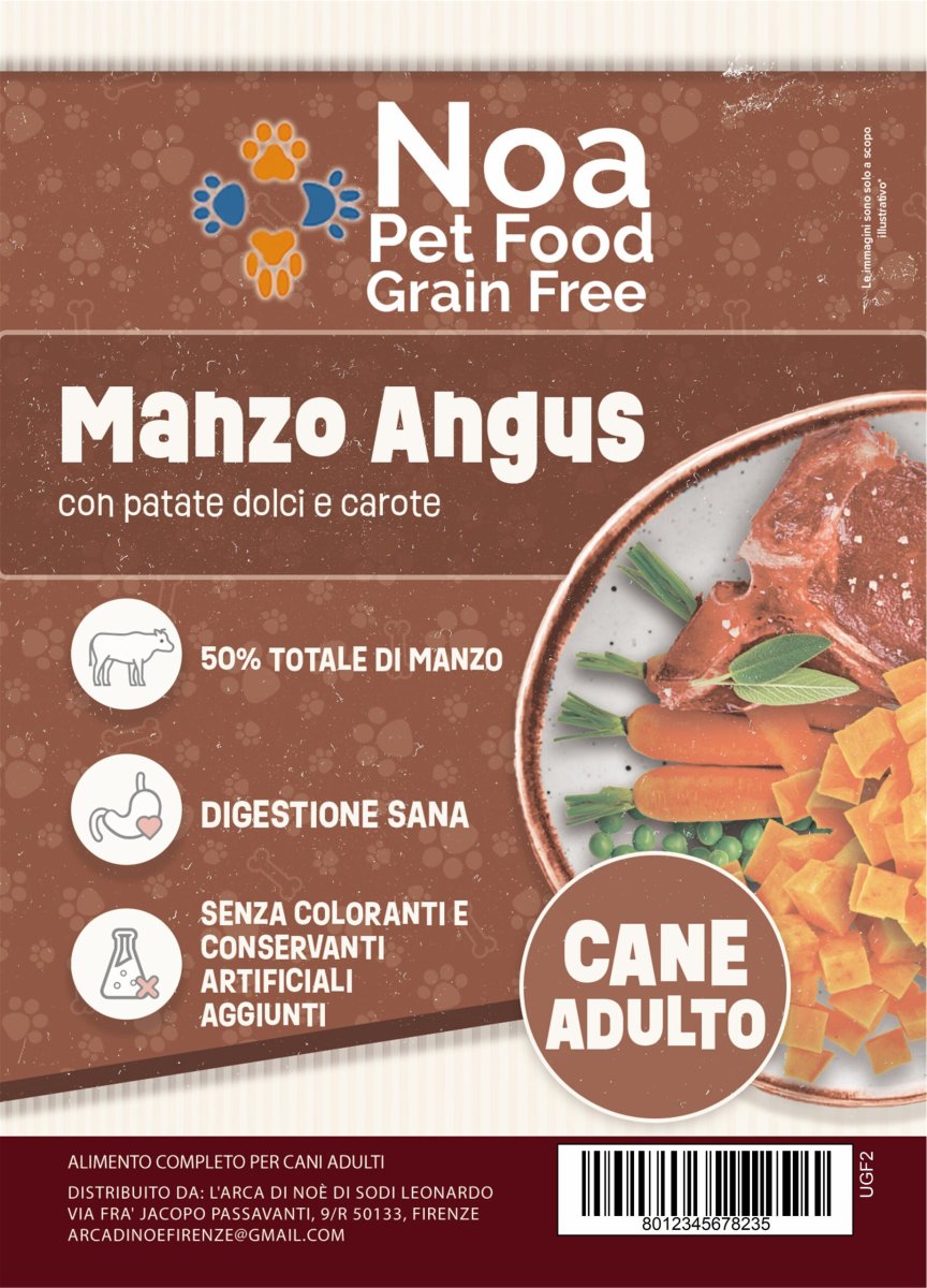 Noa Grain Free cane Manzo Angus, Patate Dolci, Carote , 2kg