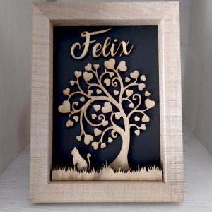 Cornice con Albero della vita con gatto – Personalizzabile