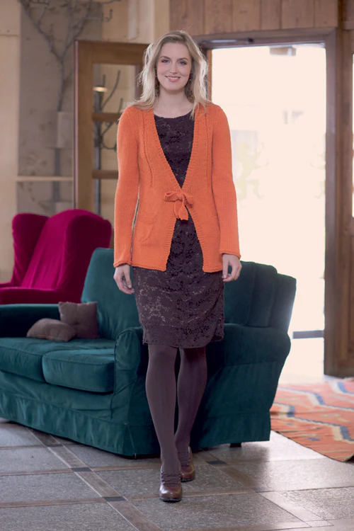 Schema maglia - cardigan fiocco arancio - pdf download - immagine 2