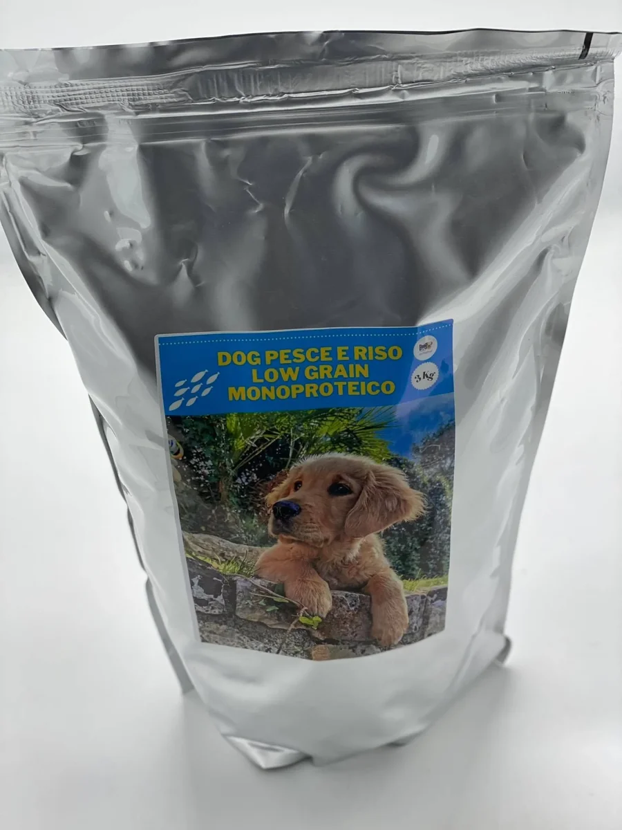 ALIMENTO COMPLETO LOW GRAIN MONOPROTEINA AL PESCE SENZA GLUTINE IPOALLERGENICO