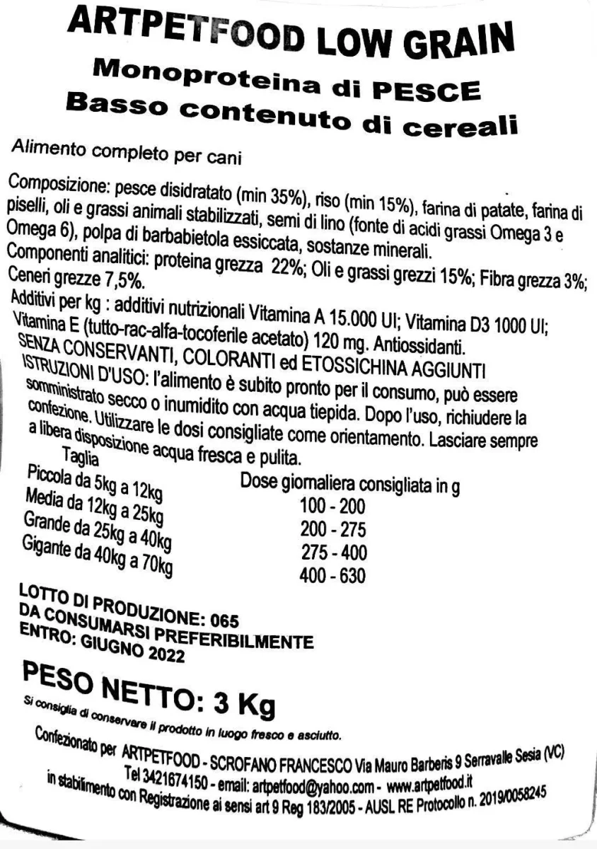 ALIMENTO COMPLETO LOW GRAIN MONOPROTEINA AL PESCE SENZA GLUTINE IPOALLERGENICO - immagine 3