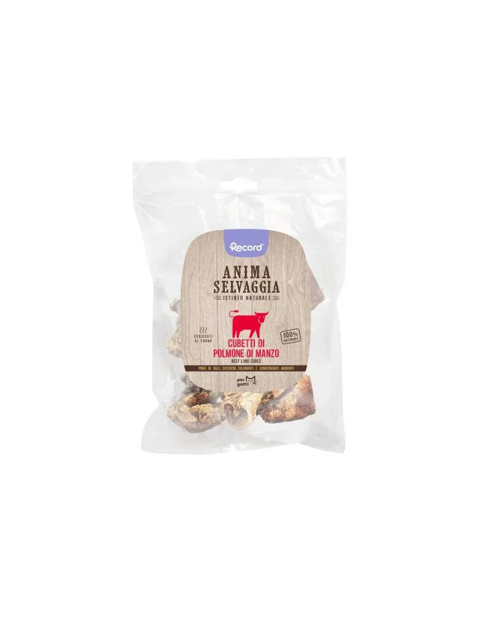 Snack carne essiccata per gatti cubetti polmone di manzo Anima Selvaggia 45 g - immagine 2